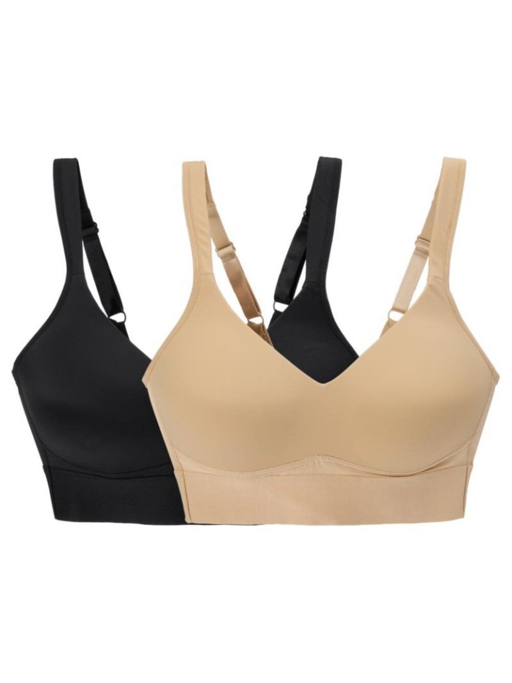 Rhonda Shear 2 Pack Molded Cup Bra with Wrap Back Size Small Black Beige 594.15